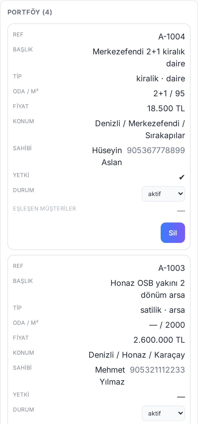 5. Portföy eklemek ve görmek