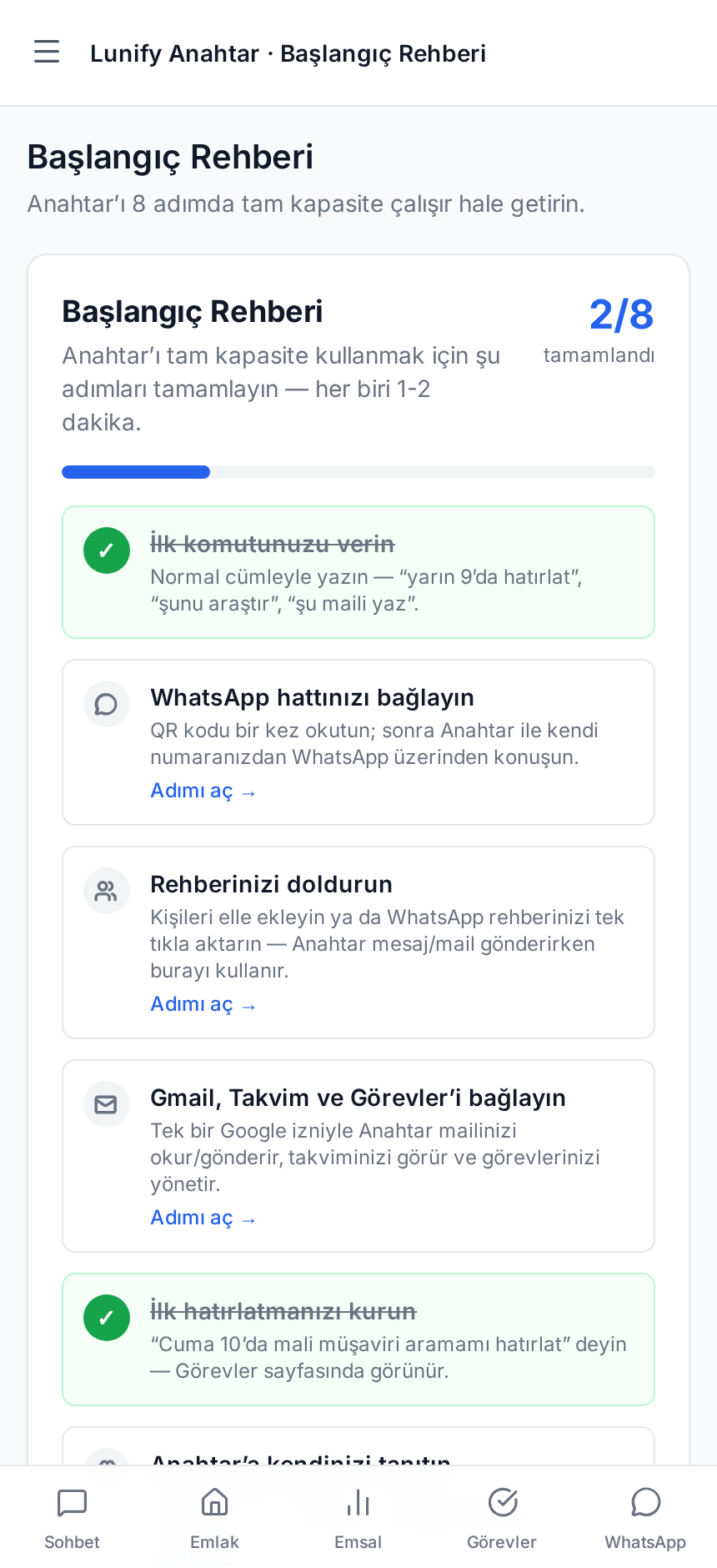13. Başlangıç Rehberi (kontrol listesi)
