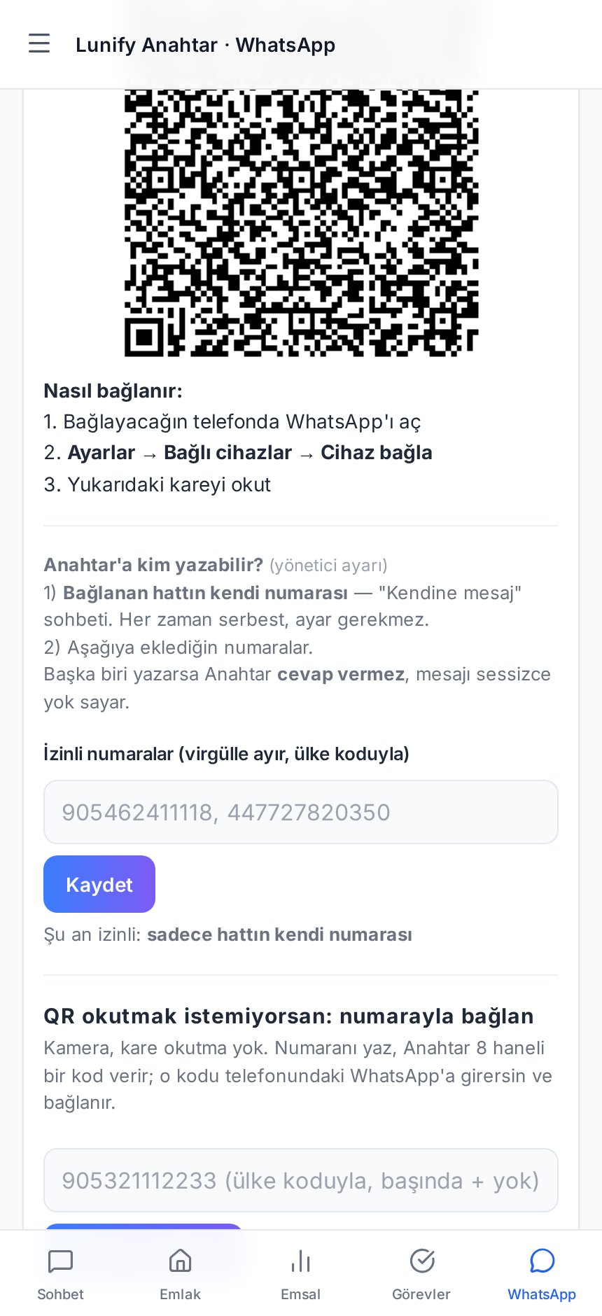 3. WhatsApp hattınızı bağlayın